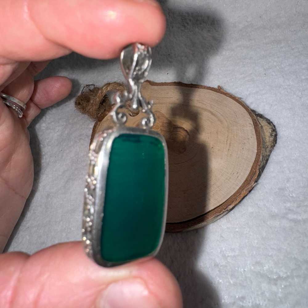 Vintage Hallmarked Sterling Silver Chrysoprase & … - image 7