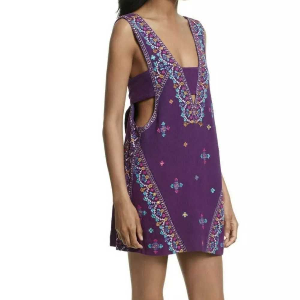 Free People purple embroidered floral cottagecore… - image 1