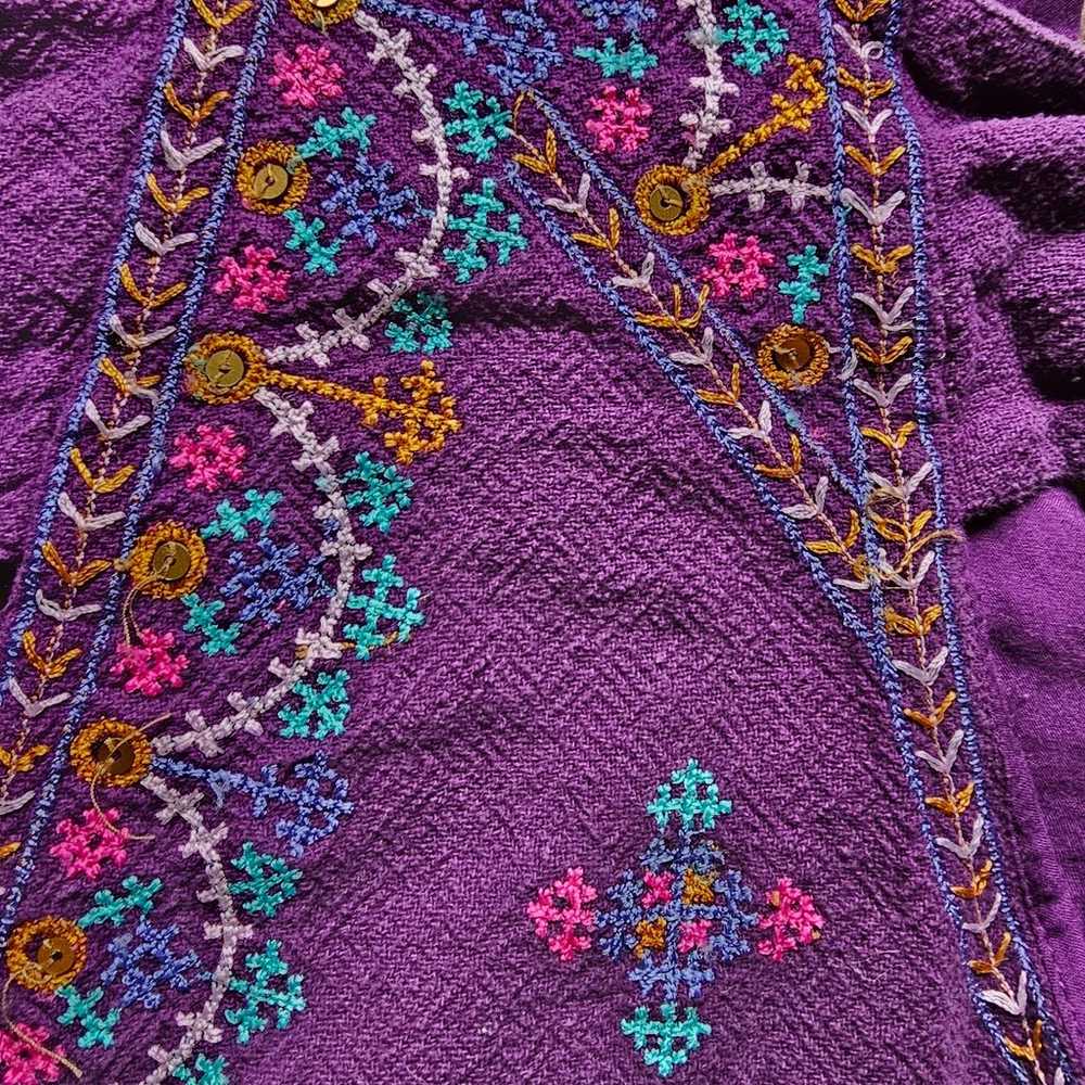 Free People purple embroidered floral cottagecore… - image 3