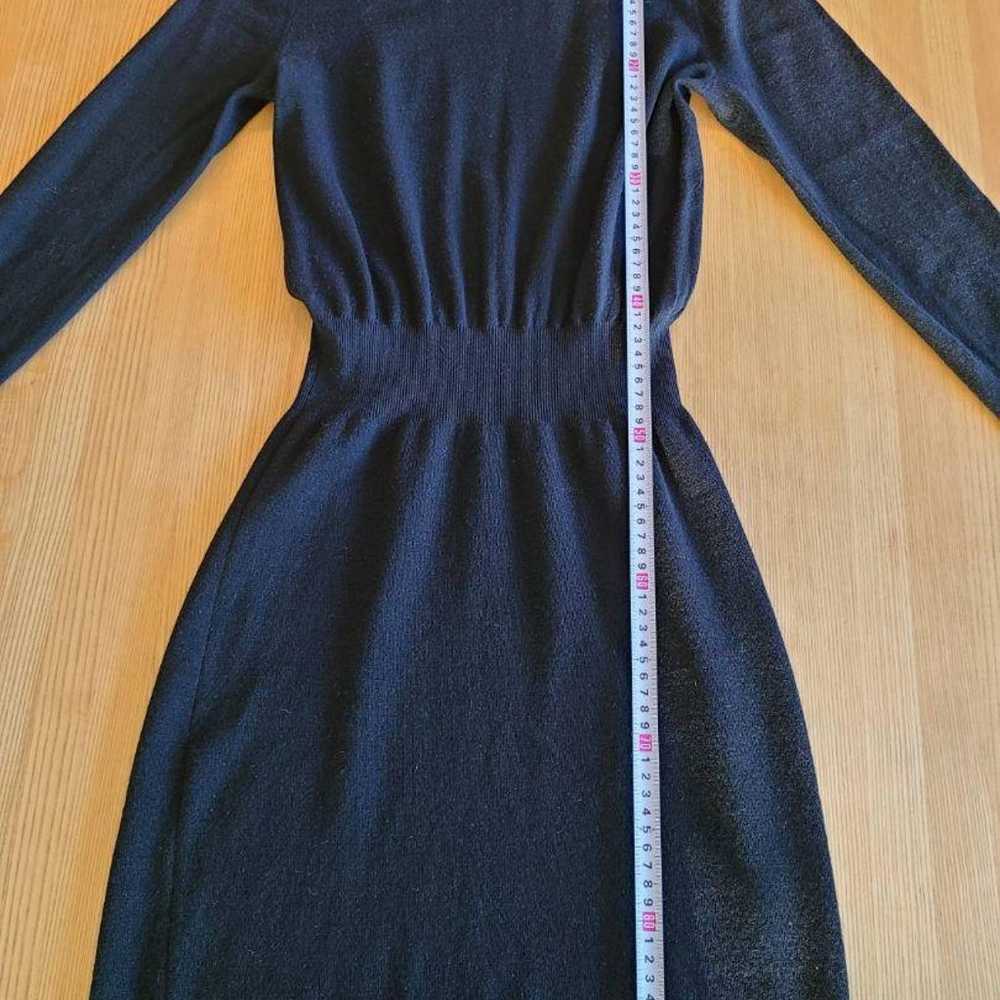 Wool Long Sleeve Knit Dress (Black) - image 3