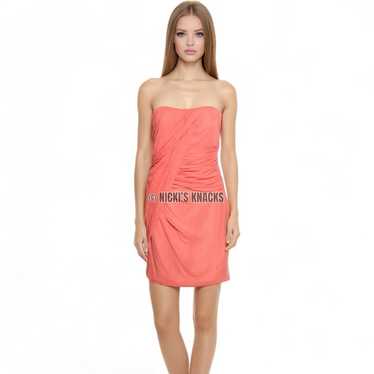 Alice + Olivia Coral 100% Silk Chiffon Strapless D