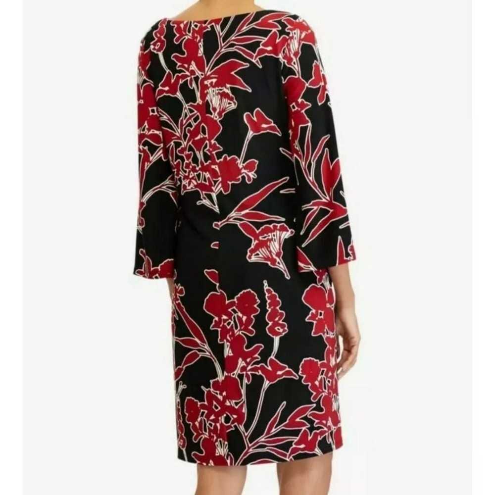 euc Lauren Ralph Lauren Black Red Floral Print 3/… - image 2