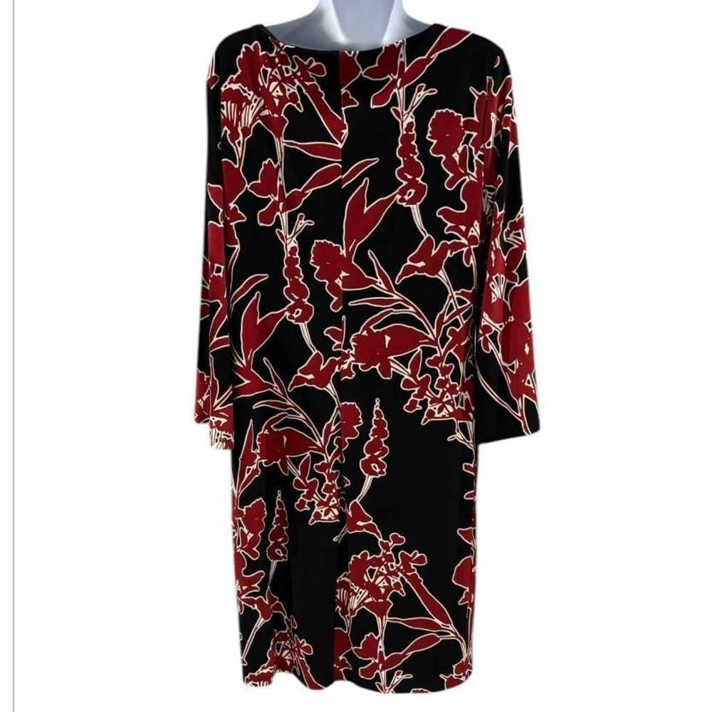 euc Lauren Ralph Lauren Black Red Floral Print 3/… - image 4