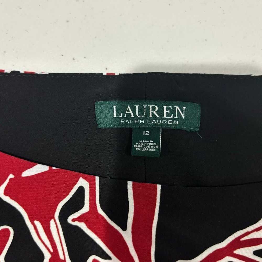 euc Lauren Ralph Lauren Black Red Floral Print 3/… - image 5