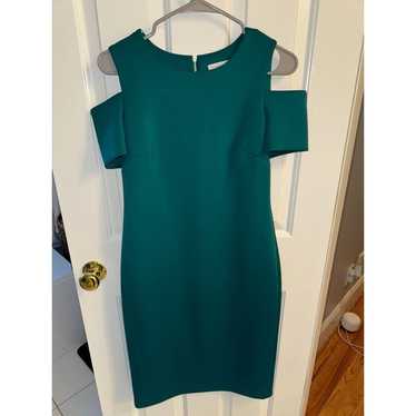 Calvin Klein Elegant Green Sheath Dress with Gold… - image 1