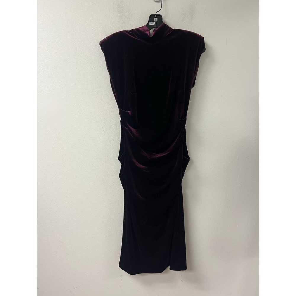 Nicole Miller Maroon Velvet Midi Dress Sz M - image 1