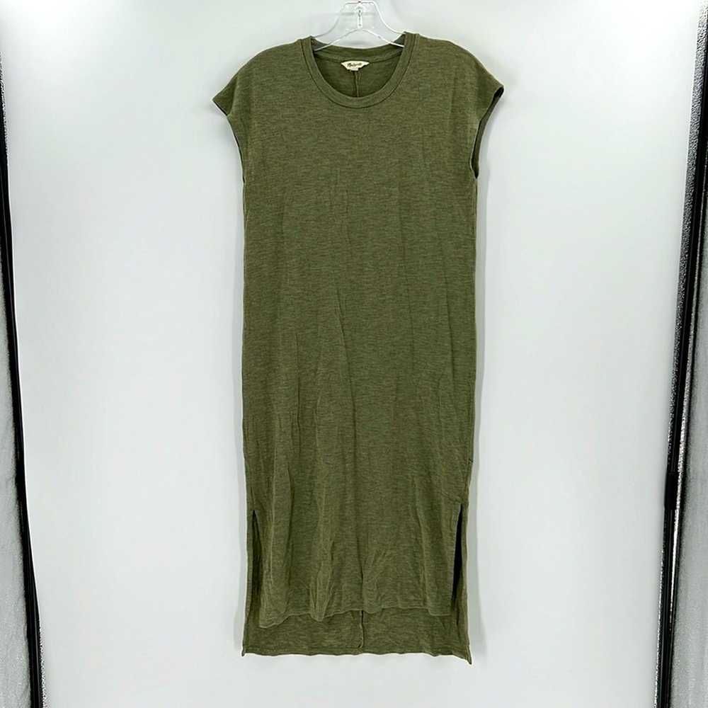 Madewell Muscle Midi High Low Dress - Green Heath… - image 1