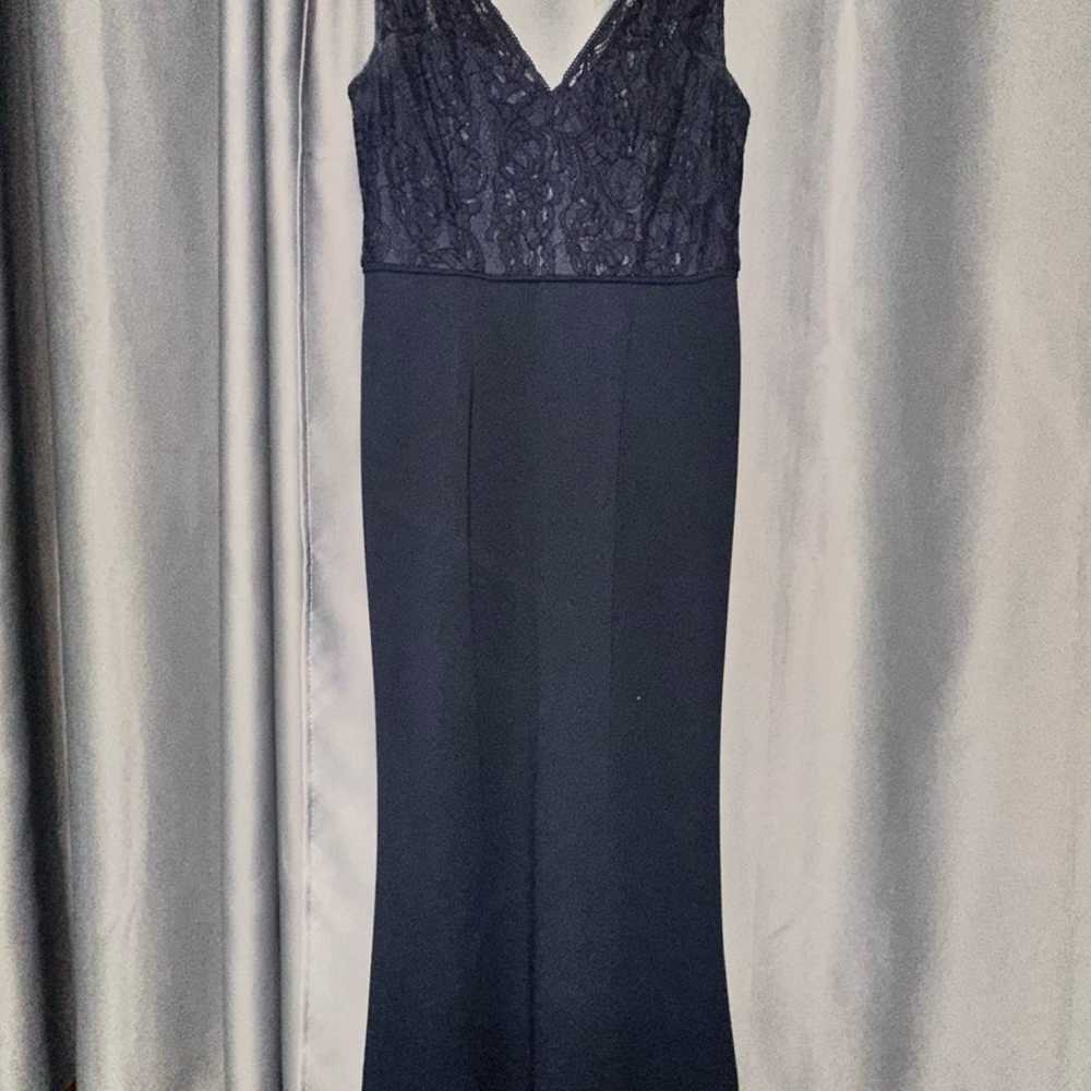 Adrianna Papell Navy Gown Lace top Like New Size … - image 1