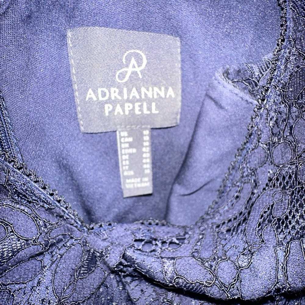 Adrianna Papell Navy Gown Lace top Like New Size … - image 2