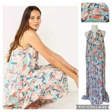 Nine West Tiered Pleasant Floral Maxi Dress Green… - image 1