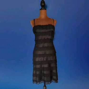 BEBE Dress Size 6 Y2K Black Tiered Lace Whimsigot… - image 1