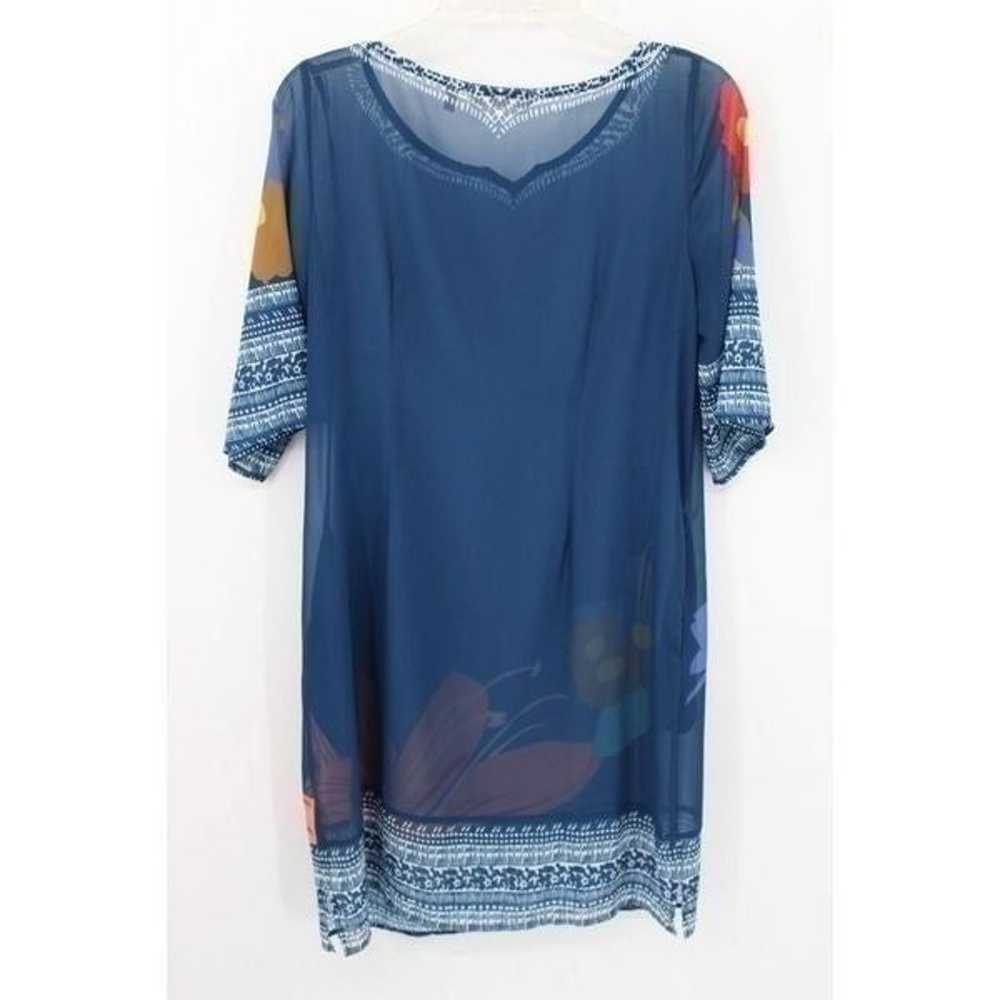 SOFT Surroundings Hibiscus Shift Dress Mp Blue Fl… - image 10