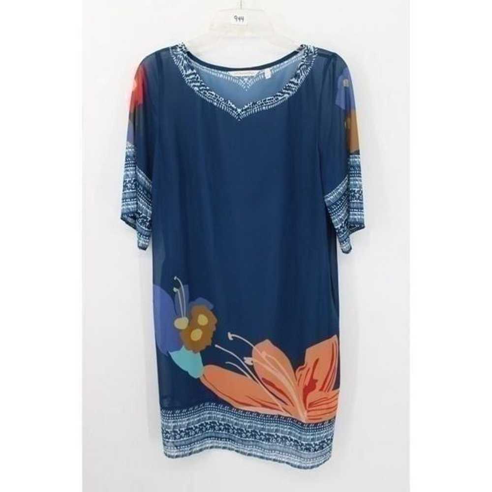 SOFT Surroundings Hibiscus Shift Dress Mp Blue Fl… - image 7