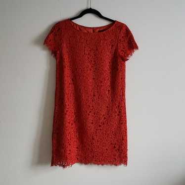 Zara Red Lace Short Sleeve Dress Size Small