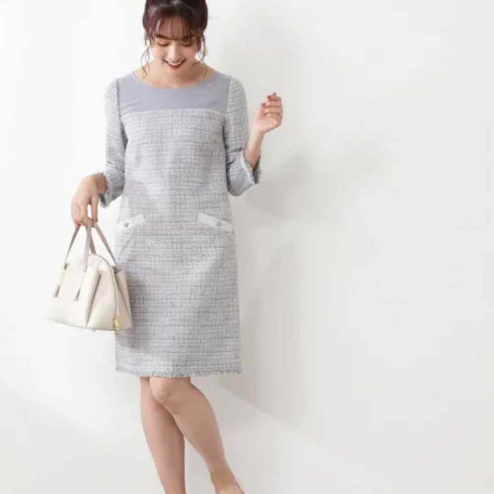 PROPRTION Spring Tweed Sack Dress Blue Gray S - image 3