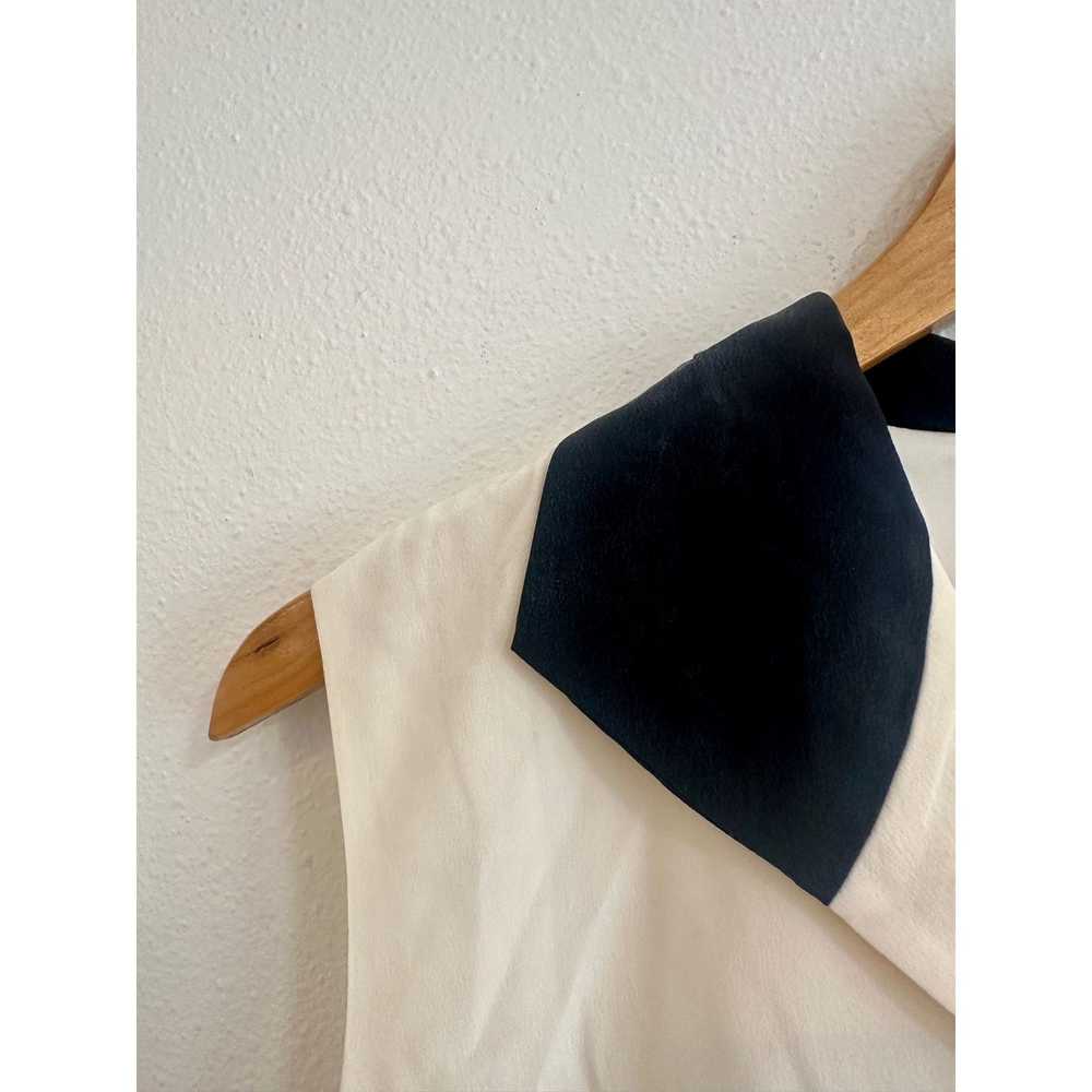 Vintage 90’s Ivory & Black Silk Vest size 14 - image 4