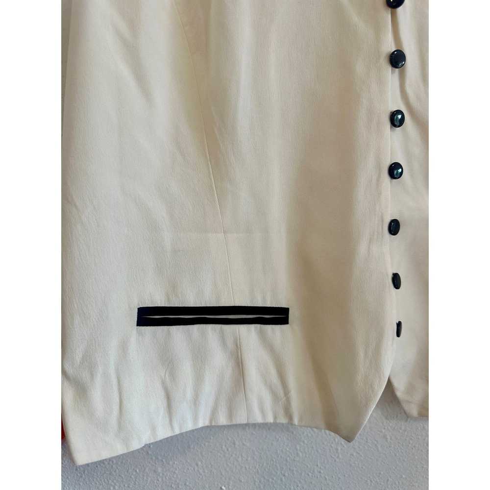 Vintage 90’s Ivory & Black Silk Vest size 14 - image 5