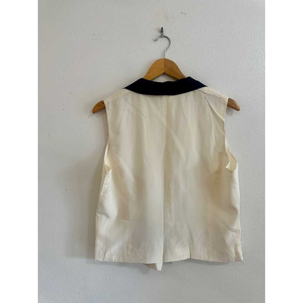 Vintage 90’s Ivory & Black Silk Vest size 14 - image 6