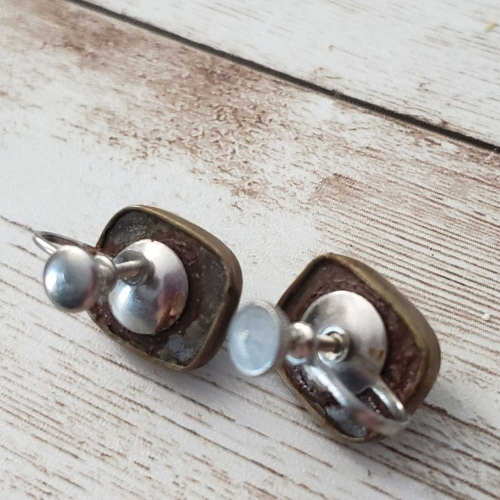 Vintage Screw On Earrings Bronze Tone with Light … - image 3