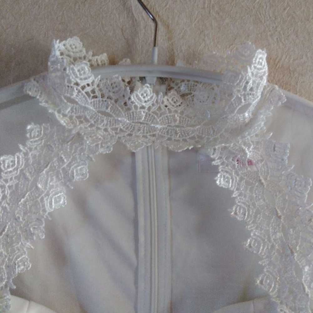 White Sheer Mini Dress with Lace - image 3