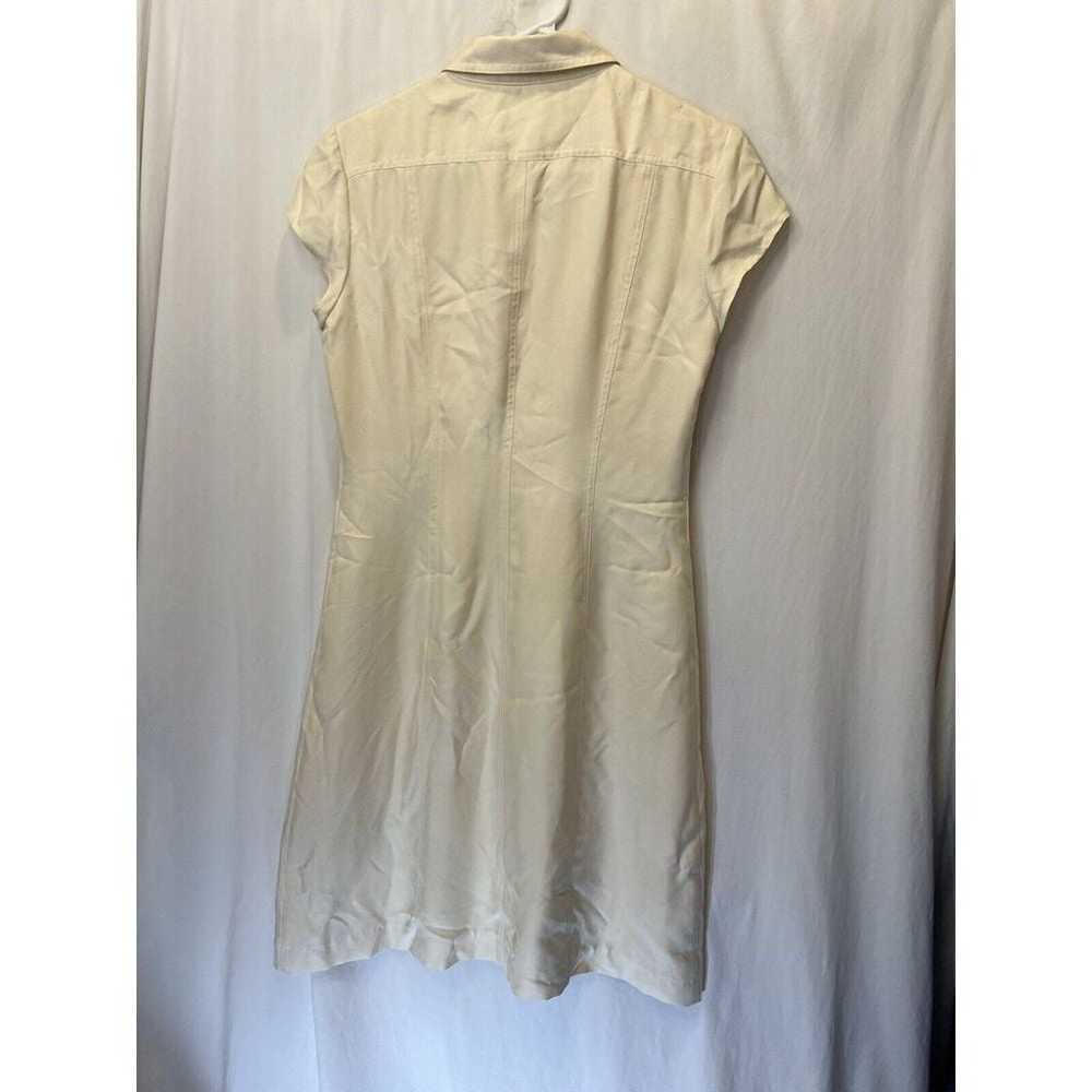 J MCLAUGHLIN 100% Silk Dress Sz 4 Ivory Button Fr… - image 3