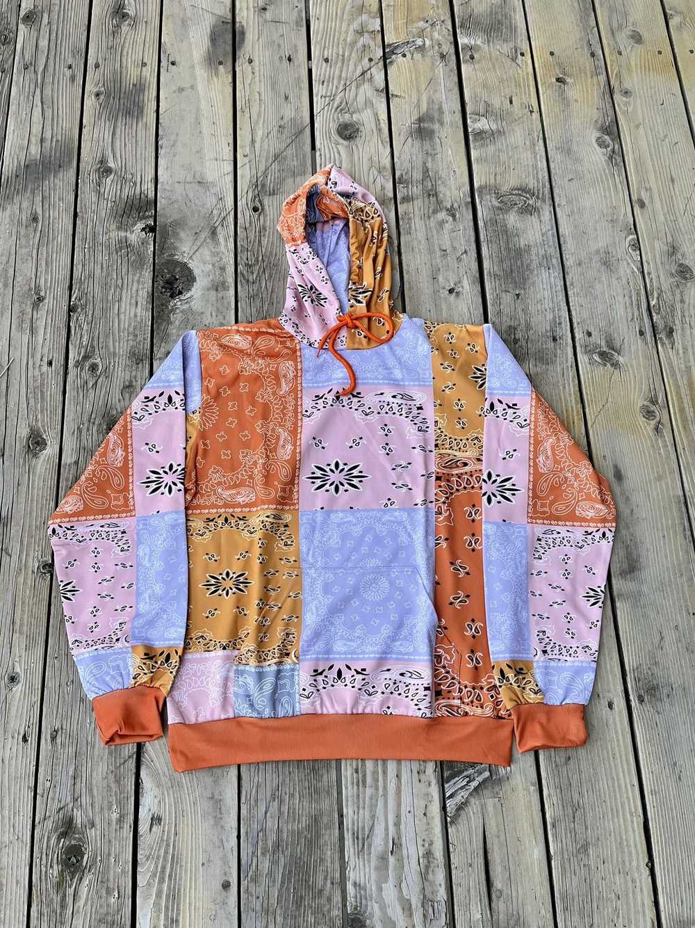 Streetwear × Vintage Patchwork Hoodie Paisley - image 1