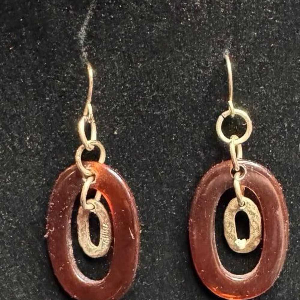 Vintage Amber-Inspired Earrings with Gold Accents - image 1