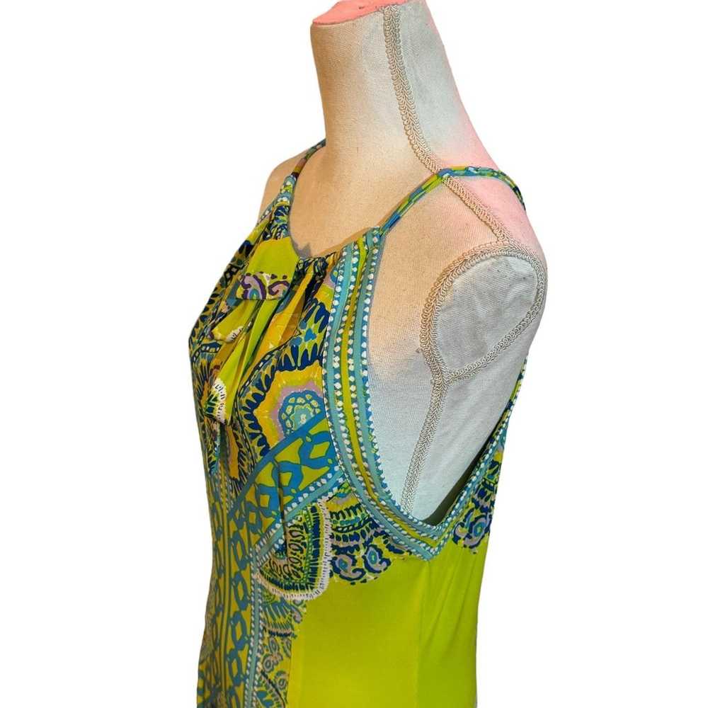 Hale Bob Sleeveless Dress Size medium Bright Gree… - image 3