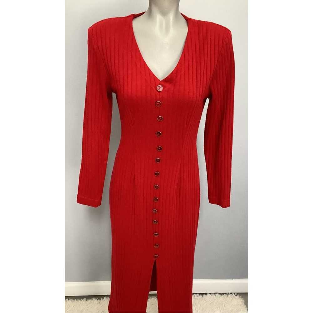 My Michelle 80's Red Button Down sweater dress si… - image 1