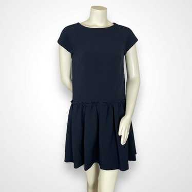 FRNCH Dress Navy Blue Ruffle Skirt Drop Waist Siz… - image 1