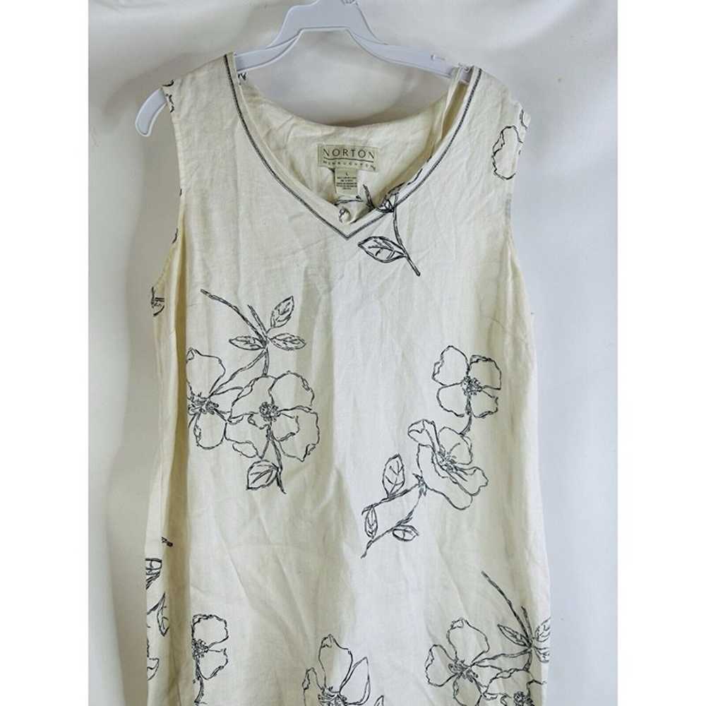 Vintage 90s Womens Large Linen Floral Sleeveless … - image 4