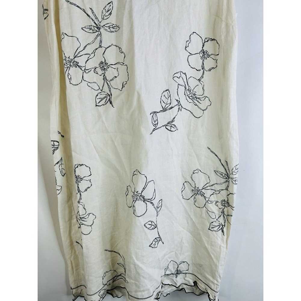 Vintage 90s Womens Large Linen Floral Sleeveless … - image 5