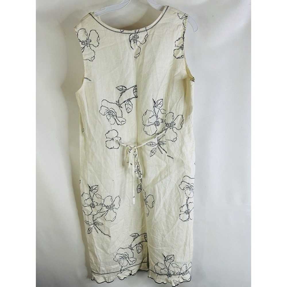 Vintage 90s Womens Large Linen Floral Sleeveless … - image 7