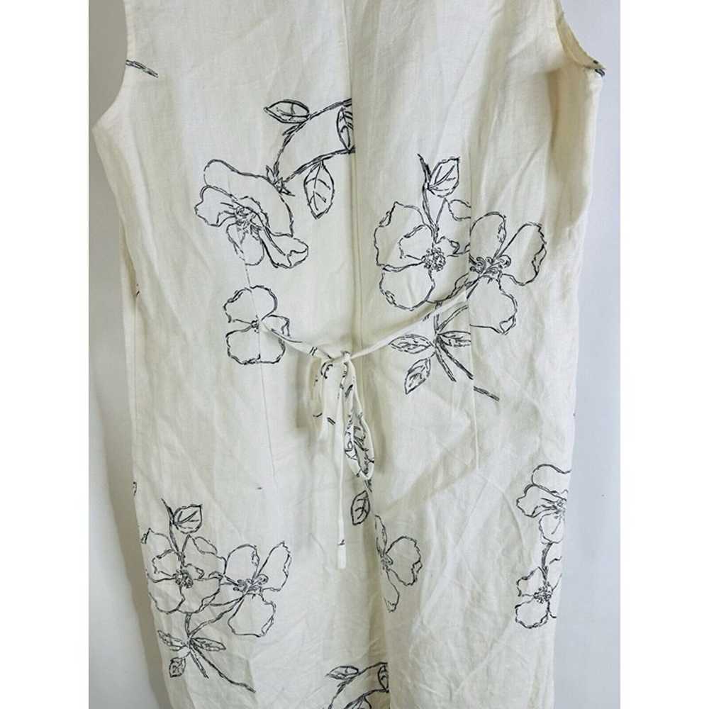 Vintage 90s Womens Large Linen Floral Sleeveless … - image 8