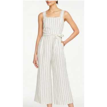 Ann Taylor Womens Linen Blend Striped Square Neck… - image 1