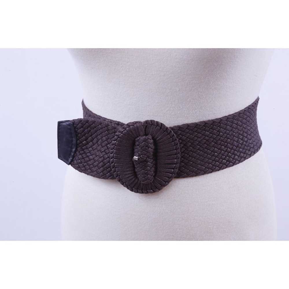 Brown Fabric Thick Braided Belt Relief Patterns R… - image 1