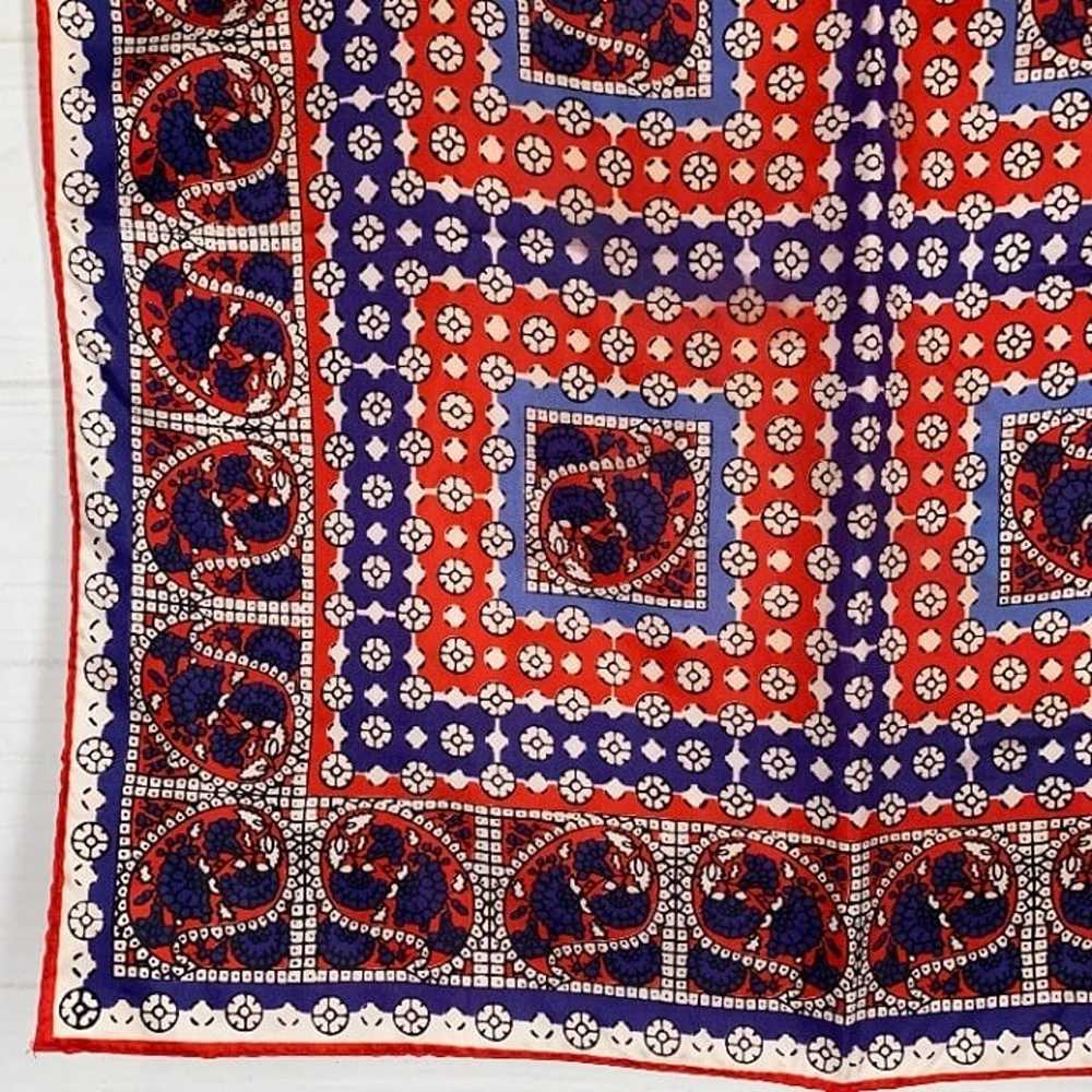 Vintage Vera Scarf Square Red White Blue Paisley … - image 2