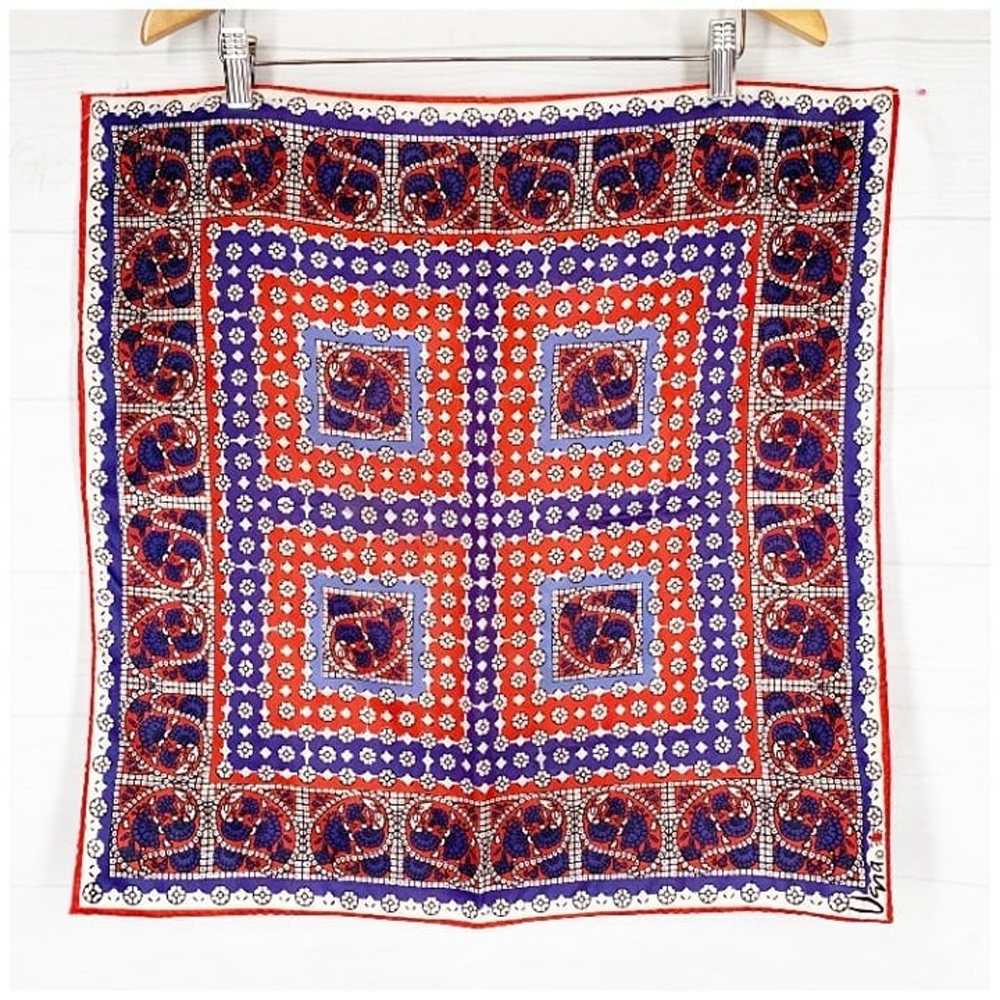 Vintage Vera Scarf Square Red White Blue Paisley … - image 4