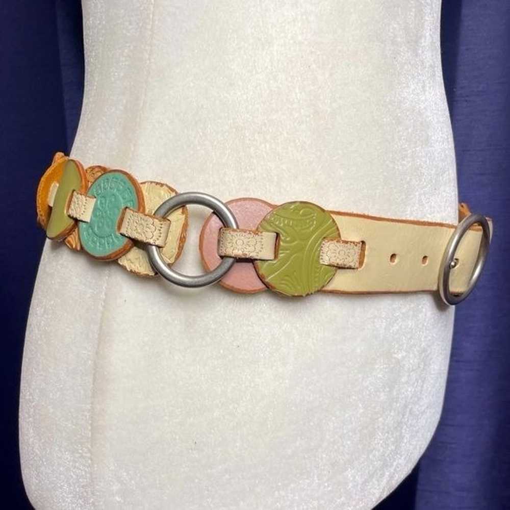 90s Y2K Fossil Multicolor Leather Belt - image 3