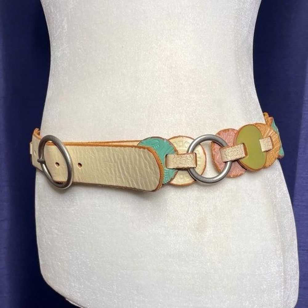 90s Y2K Fossil Multicolor Leather Belt - image 4