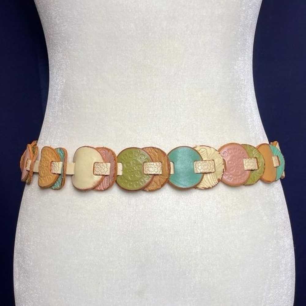 90s Y2K Fossil Multicolor Leather Belt - image 5