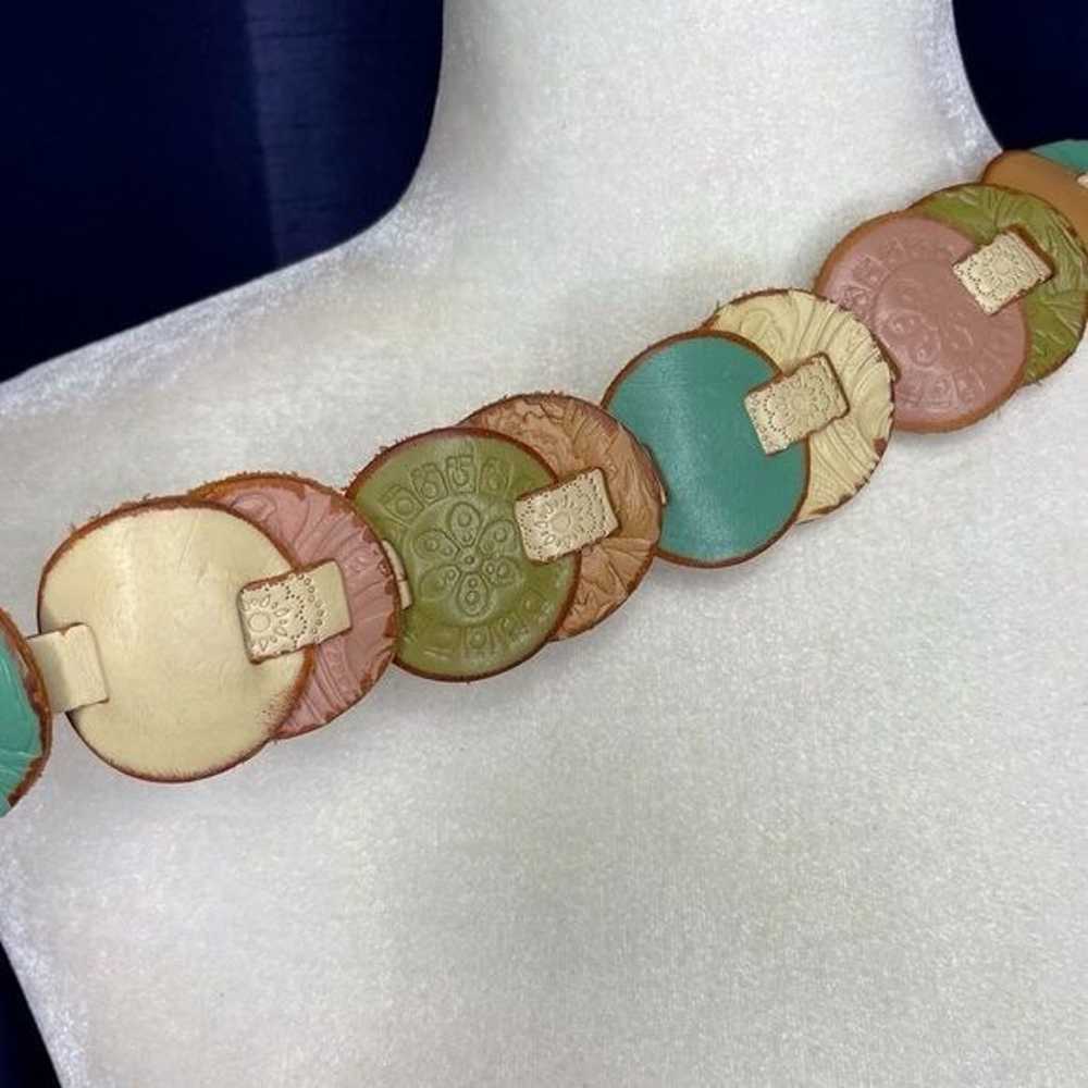 90s Y2K Fossil Multicolor Leather Belt - image 7