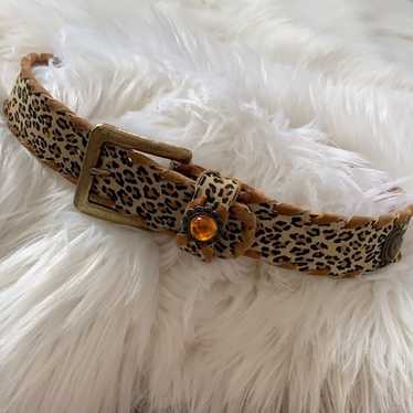 Vintage Express Animal Print Leather Belt XS