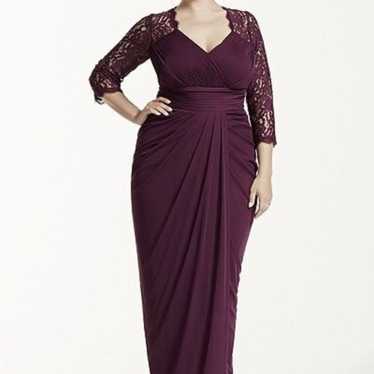 Adrianna Papell Purple Formal Lace Sleeved Gather… - image 1