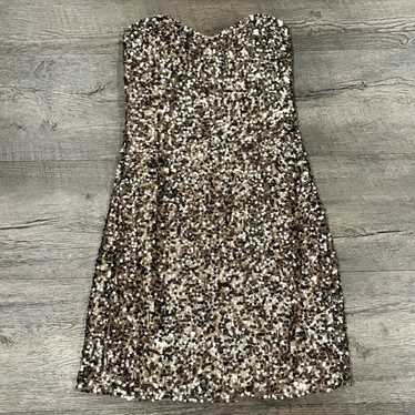 Scala Gold Sequined Strapless Mini Dress