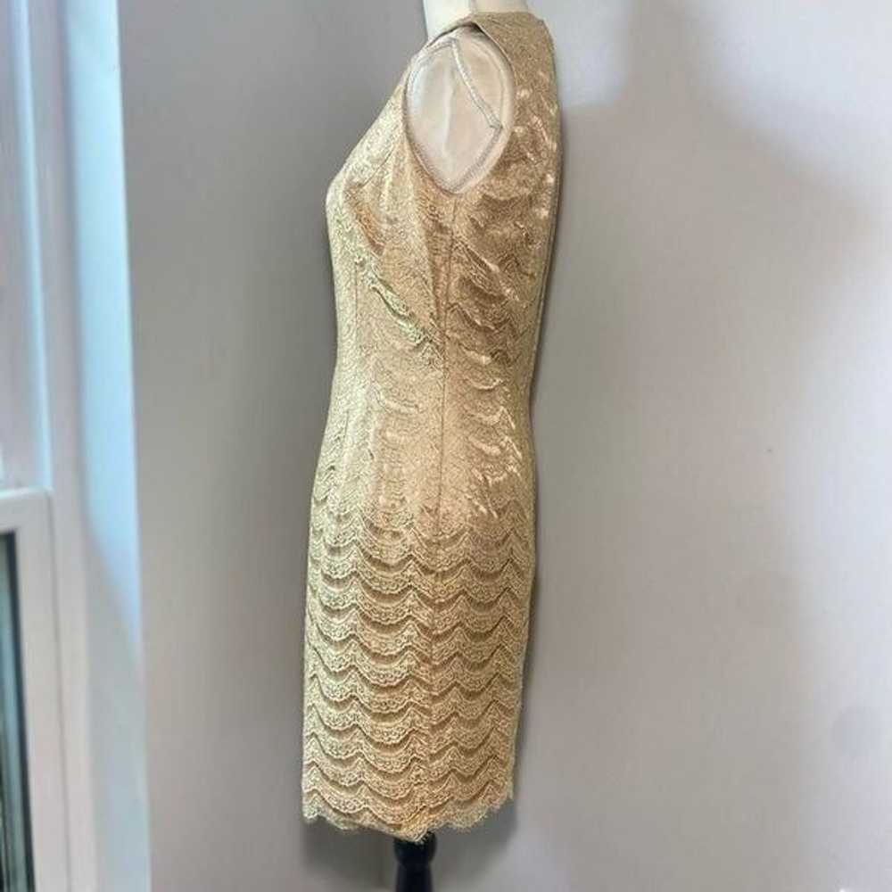 Vintage Carmen Marc Valvo Gold Lace Knee Length S… - image 2