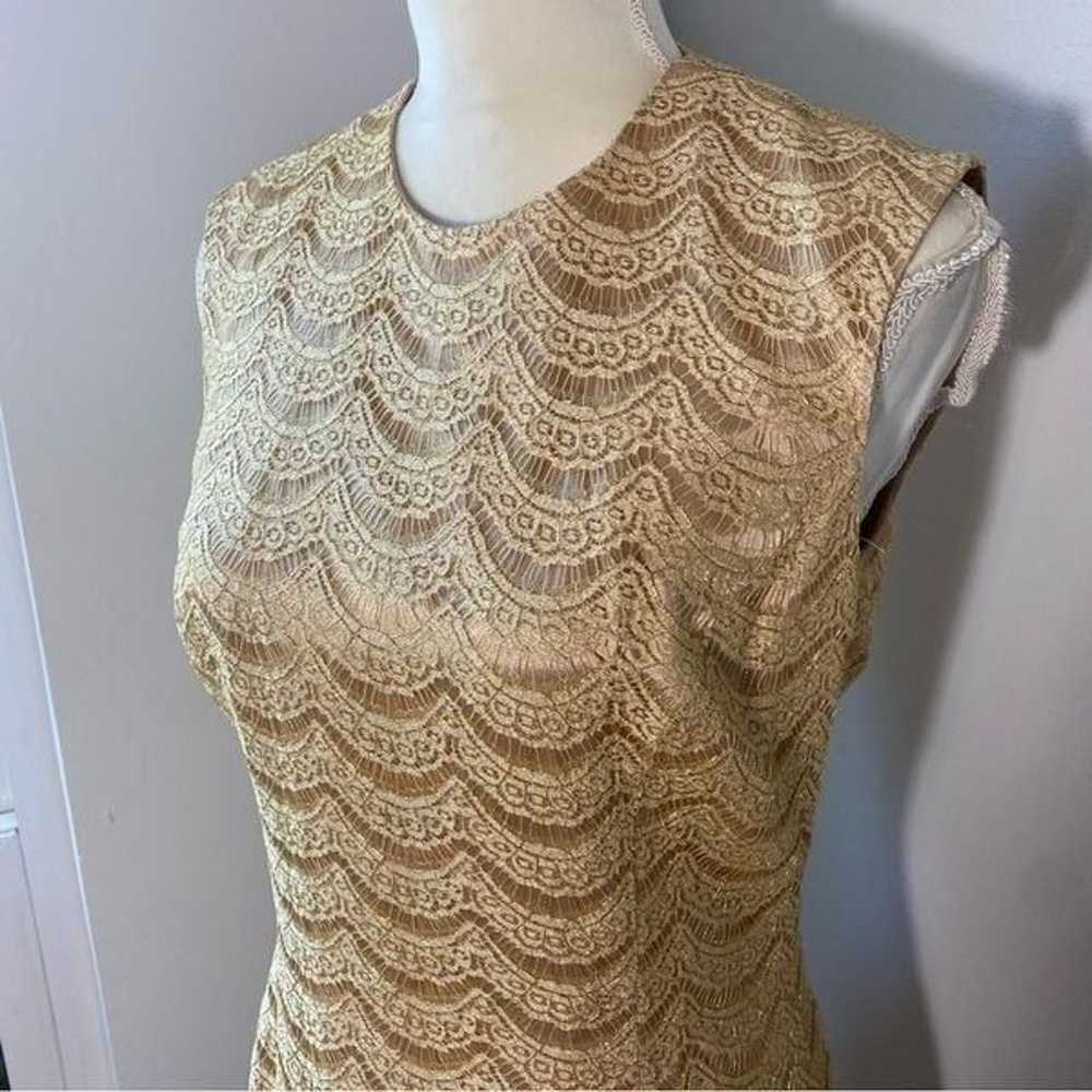 Vintage Carmen Marc Valvo Gold Lace Knee Length S… - image 4