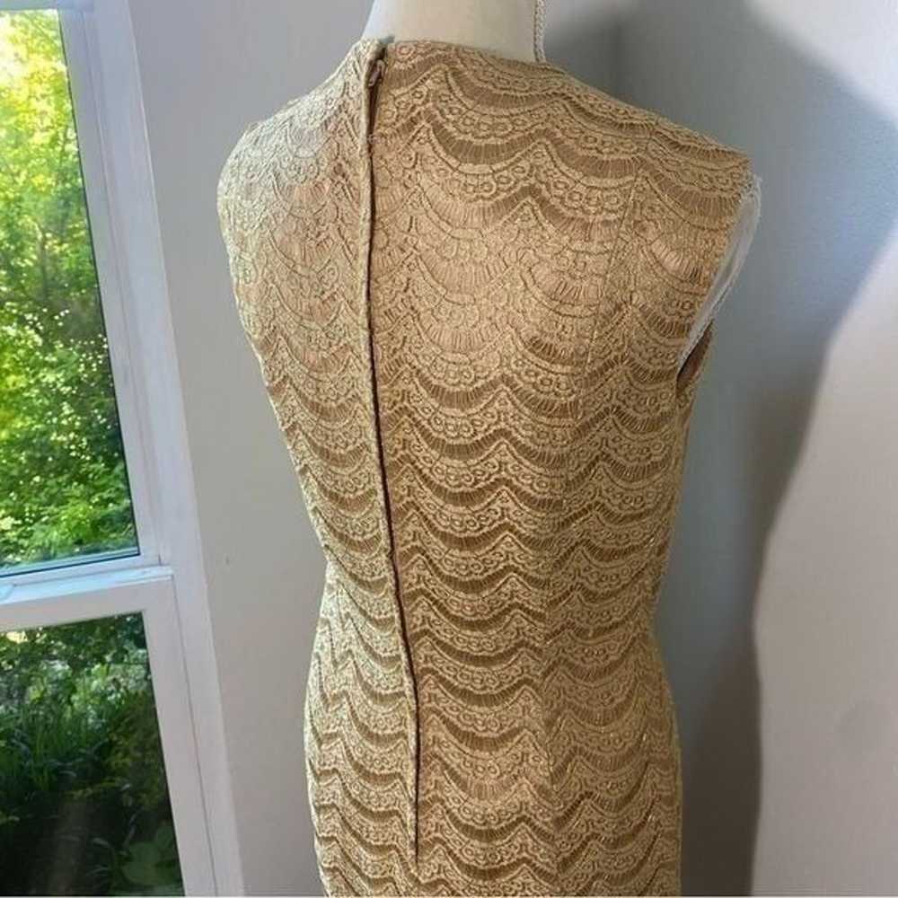 Vintage Carmen Marc Valvo Gold Lace Knee Length S… - image 5