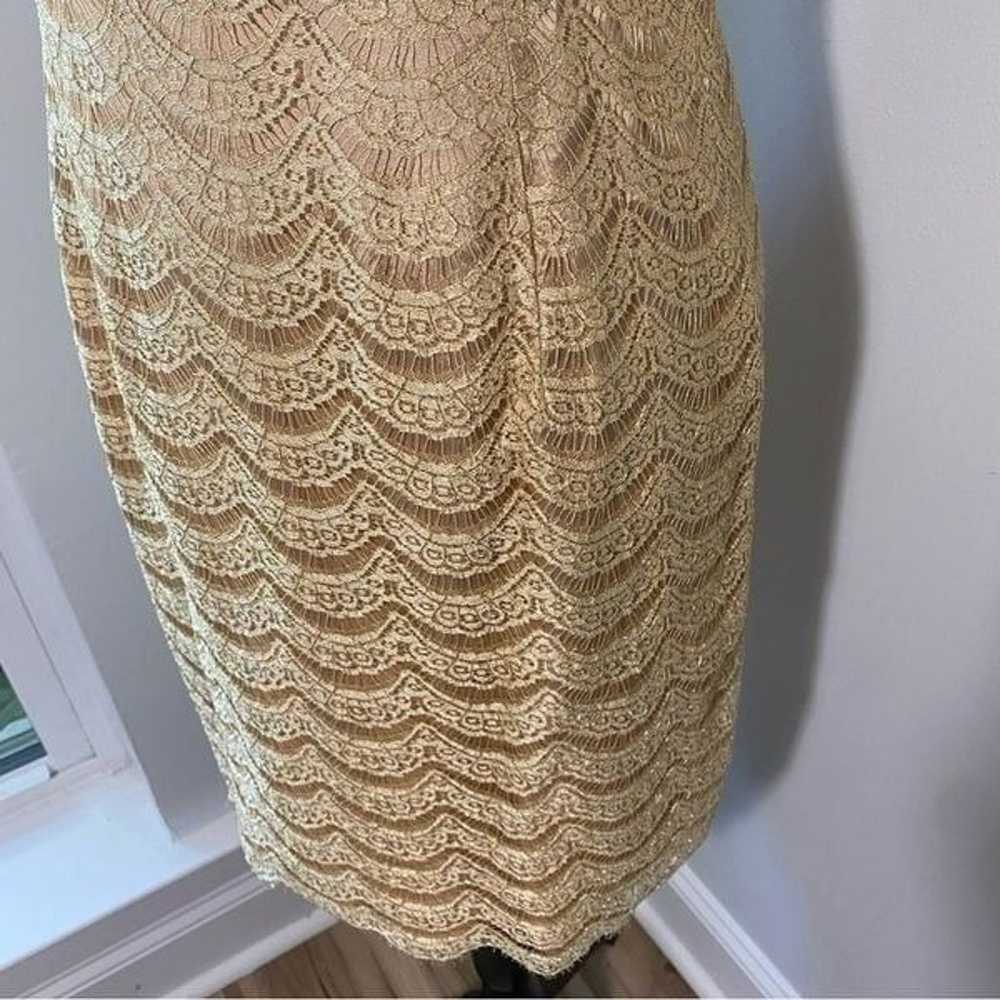 Vintage Carmen Marc Valvo Gold Lace Knee Length S… - image 6