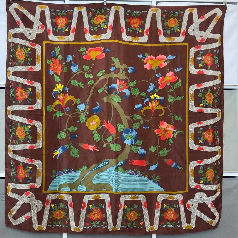 Vtg MOMA Qing Dynasty Tree Silk Scarf - image 2